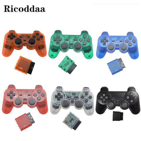 Transparent Wireless Gamepad For Sony PS2 Controller Vibration Shock Joypad Wireless Controle For Playstation 2 Console Joystick ► Photo 1/6