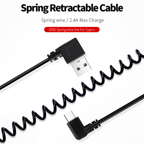 USB Type C Retractable Spring Cable Fast Charging Data Cable  Cord Adapter  For Huawei Xiaomi Samsung ► Photo 1/6