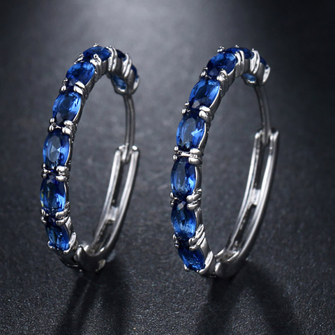 2022 Fashion Green Cubic Zirconia Hoop Earrings For Party Women Round Circle Hoops Fashion Jewelry AE463 ► Photo 1/6