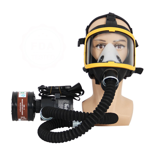 Electric Constant Flow Supplied Air Fed Full Face Respirator Gas Mask Blower/Breathing tube/charger/filter/belt Combined Gas Mas ► Photo 1/6