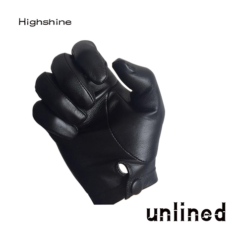 highshine man wrist button one whole piece of sheep leather gloves black and brown ► Photo 1/6