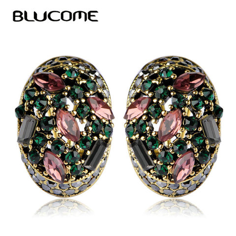 Blucome Vintage Stud Earrings For Women Girls French Hooks Max Brincos Ouro Joias Full Crystal Turkish Jewelry Retro Pendientes ► Photo 1/5