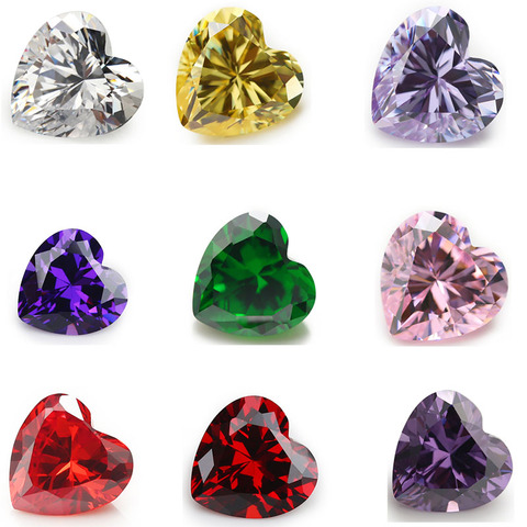 50pcs 3x3~15x15 AAAAA Heart Shape White , Voilet,Olive , Purple, Black, Pink Cubic Zirconia Stone Loose cz ► Photo 1/6