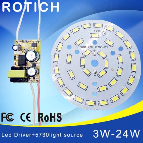 3W 7W 12W 18W 24W 36W 5730 SMD Light Board Led Lamp Panel For Ceiling + AC 100-265V LED power supply driver ► Photo 1/3