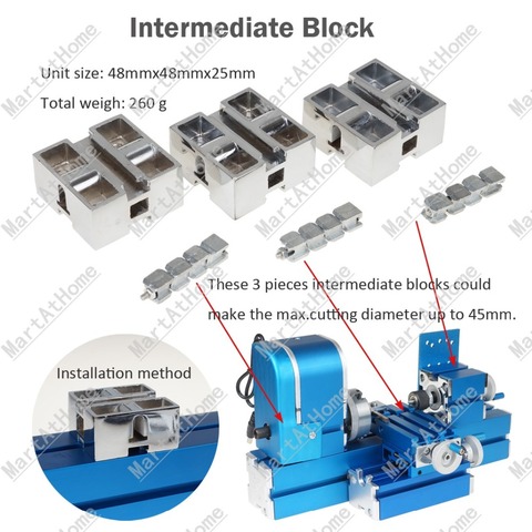 Mini Woodworking Lathe Intermediate Block Increase Max.cutting Diameter to 45mm from 20mm ► Photo 1/1