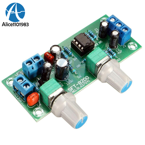 DC 12V-24V Low-pass Filter NE5532 Bass Tone Subwoofer Pre-Amplifier Preamp Board With LED FR-4 Glass PCB Copper Terminals Module ► Photo 1/6