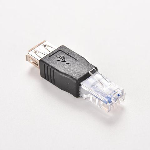 PC Crystal Head RJ45 Male to USB 2.0 AF A Female Adapter Connector Laptop LAN Network Cable Ethernet Converter Transverter Plug ► Photo 1/6