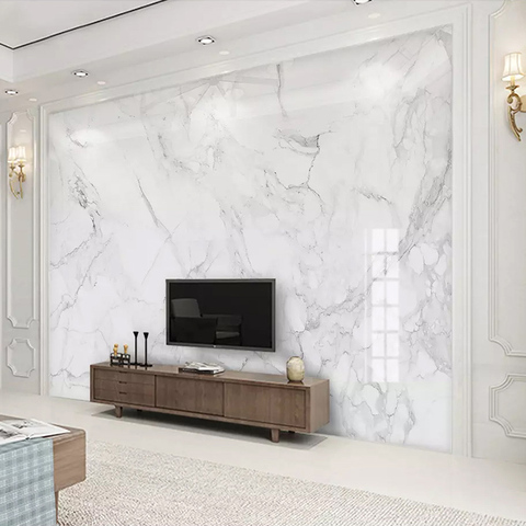 Photo Wallpaper Modern Simple White Marble Texture Murals Living Room TV Sofa Bedroom Background Wall Decor Luxury Wallpaper 3 D ► Photo 1/6