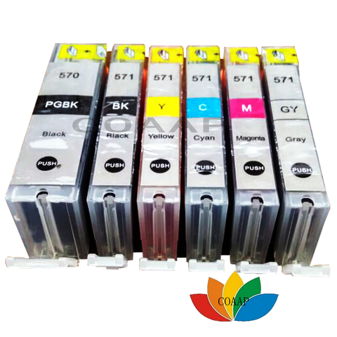 6pcs Compatible canon Pixma TS8050 TS8051 TS8052 TS8053 Printer ink cartridge pgi570 BK CLI571 BK/C/M/Y/GY ► Photo 1/1