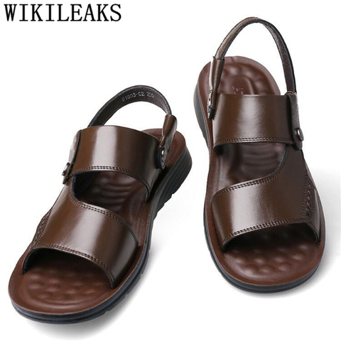 beach sandals men summer shoes open shoes mens sandals genuine leather designer shoes rubber sandals men slide slipper ayakkabi ► Photo 1/1