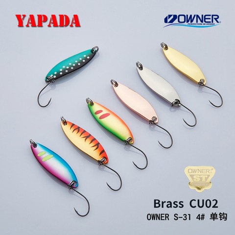 YAPADA Brass spoon CU02 4.3g/5.3g/7g 43X13mm OWNER Single Hook Multicolor Metal Spoon stream Fishing Lures Trout ► Photo 1/6