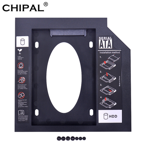 CHIPAL Plastic 2nd Second HDD Caddy 9.5mm SATA 3.0 Optibay 2.5'' 2TB SSD DVD Hard Disk Driver CD-ROM Adapter Case Enclosure Box ► Photo 1/6