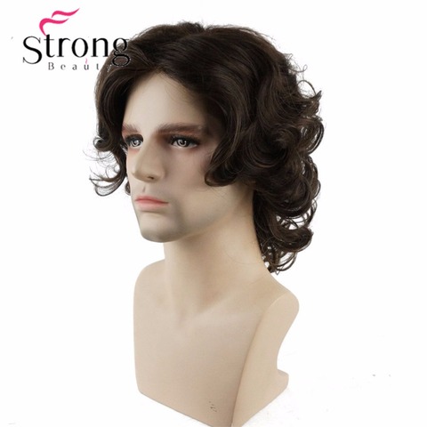 StrongBeauty Brown Mens' Medium Wig Curly Synthetic Hair Wigs ► Photo 1/1