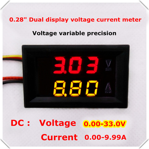 RD New Dual LED Display color Car voltage current meter 0.28 Digital Ammeter Voltmeter DC 0.00-33.0V/10A [4 pcs/lot] ► Photo 1/6