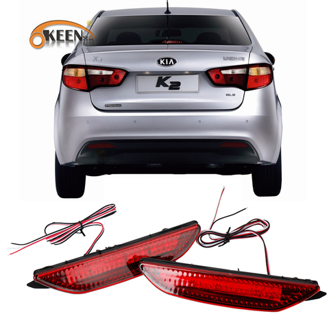 OKEEN 2x Rear Bumper Reflector for Kia Rio K2 Sedan 2011 2012-2014 Park Brake Stop light Tail LED Warning Lights Car Accessories ► Photo 1/6