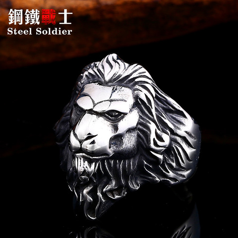 Steel soldier punk biker lion ring silver color stainless steel cool fashion animal jewelry 2022 new ► Photo 1/6