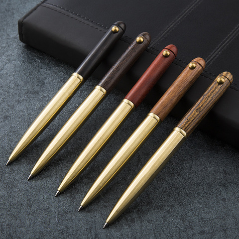 1pcs Upscale Business Office Gift Stationery Ballpoint Pen Metal Wooden Rotate Signing Pen Fashion 0.5mm Office Writing Pens ► Photo 1/6