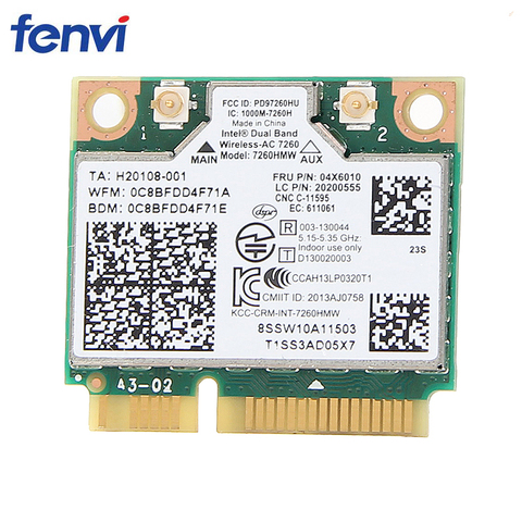 IBM Lenovo Thinkpad wireless wifi card Intel Wireless-ac 7260 7260HMW 867Mbps 802.11 ac Mini PCI-E dual band FRU:04X6090 ► Photo 1/6