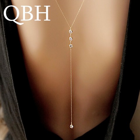 NK269 Womens Crystal Necklace Back Bikini Chain Beach Crossover Sexy Body Jewelry Necklace Multilayer Backdrop Jewelry ► Photo 1/5