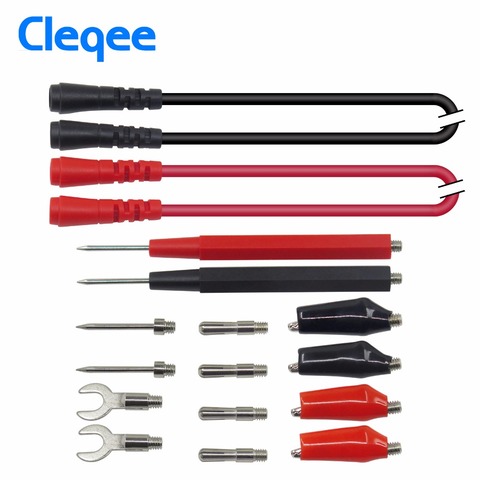 Cleqee Test Leads kit Replaceable Test wires Probes for digital Multimeter 4mm banana plug crocodile clips U type probe ► Photo 1/6