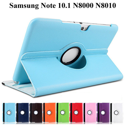 360 Rotating Bracket Flip Stand Leather Case for Samsung Galaxy Note 10.1 2012 GT-N8000 N8000 N8010 N8020 Tablet Case+Film+Pen ► Photo 1/6