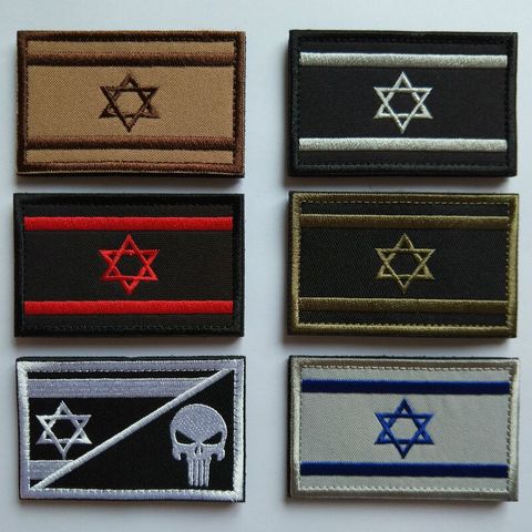 1pcs Embroidery Israel Flag Brassard Tactical Patch Cloth Punisher Armband Army Hook And Loop Emblem Morale Combat Badge ► Photo 1/6