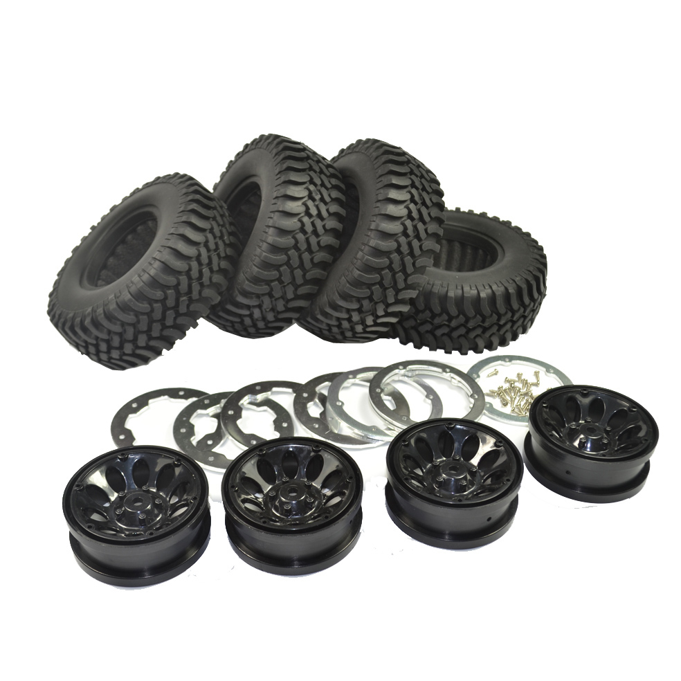 4Pcs 1.9" RC Tires tyre 96mm For RC 1/10 Crawler D90 SCX10 CC01 Wheel Rims New 