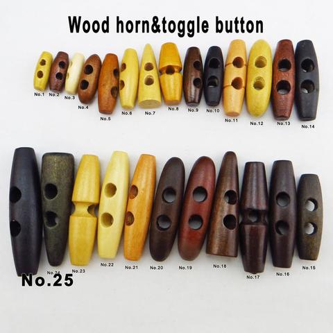 15PCS 20MM~60MM Brown Wooden Horn Toggle Clothes Sewing Button Garment  Accessory Coat Fit WHB-094 ► Photo 1/6