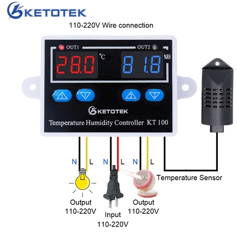 KT100 Digital Thermostat Humidity Controller Egg Incubator Temperature Humidity Controller 10A Direct Output Hygrometer Control ► Photo 1/6