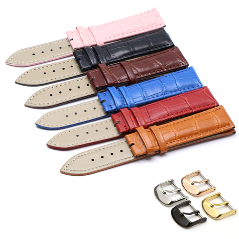 12 14  16 18 19 20 21 22 24mm Genuine Leather Band Luxury Watch Band Belt Wrist Watches Ladies Band Red Black White ► Photo 1/6