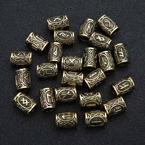 24pcs/set Viking Runes Charms Tube Beads for Bracelets Viking Beads Pendant Necklace for Bracelet Necklace Jewelry Making ► Photo 1/6