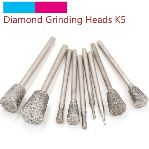 5pcs 2.35mm Shank Diamond Grinding Head Set Coated Mounted Bit Burr Lapidary Tool for Dremel Stone Gemstone Carving K5 Needle ► Photo 1/6