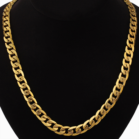 Hip Hop Jewelry Long Chunky Cuban Link Chain Golden Necklaces With Thick Gold Color Stainless Steel Neck Chains For Men Jewelry ► Photo 1/6