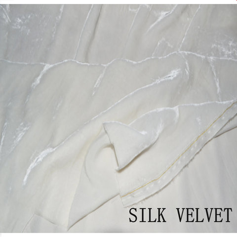 Nature White  190gsm High Quality Silk Velvet Fabric For Silk velour dress silk fabric ► Photo 1/2