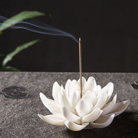 Ceramic White Lotus Incense Burner Home Decor Incense Stick Holder Buddhist Aromatherapy Incense Censer Use In Office Teahouse ► Photo 1/6