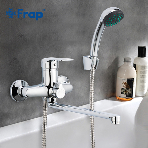 Frap 1set 30cm silver Outlet pipe Bath shower faucet set Zinc Alloy body shower head bathroom tap chrome bathtub faucet F22701-B ► Photo 1/6