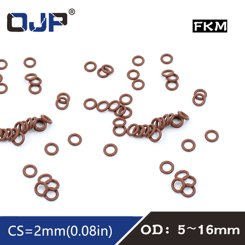 5PCS/lot Fluorine rubber Ring Brown FKM O ring Seal OD5/6/7/8/9/10/11/12/14/15/16*2mm Rubber O-Ring Seal Oil Ring Gaskets Washer ► Photo 1/6