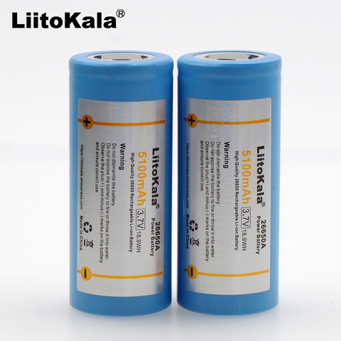 New LiitoKala 26650-55A 5000mAh 26650 Li-ion 3.7v Rechargeable Battery for Flashlight 20A 3.6V Power batteries ► Photo 1/4
