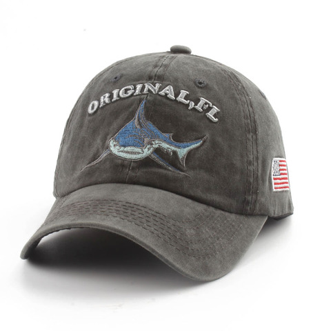 washed cotton mens baseball cap vintage snapback shark hat for women casual casquette embroidery letter retro trucker cap ► Photo 1/6