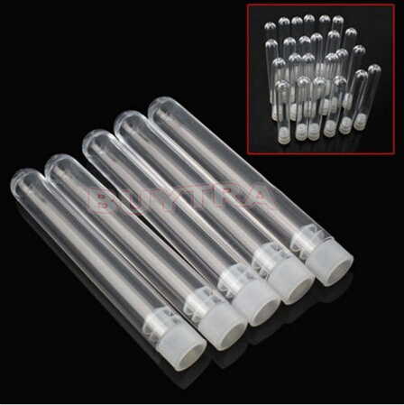 10Pcs Clear Plastic Test Tubes With Caps Stoppers Lab Test Tubes DIY Handmade Beading Beads Storage Tube 12x100mm ► Photo 1/6