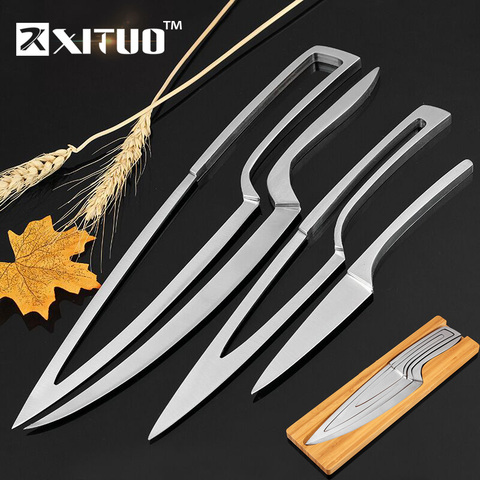 XITUO 4pcs Multi Kitchen knives Stainless steel Cascading knife combination Sets Chef knife peeler Boning Cleaver Utility Knives ► Photo 1/6