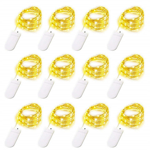 12pcs/lot Micro Led Fairy Lights CR2032 Button Battery Operated 2M 20 LEDS Copper LED String Light for Xmas Wedding Decoration ► Photo 1/6