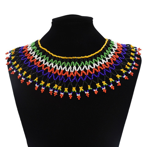 African Bohemian Ethnic Colorful Bead Tassel Necklace for Women Halloween Party Tribal Jewelry Statement Necklace Indian Egypt ► Photo 1/6