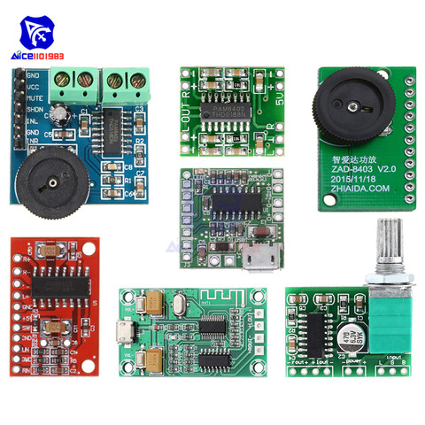 PAM8403 Class D DC 5V 2 Channel Micro USB Digital Audio Amplifier Board Module 2*3W Volume Control Switch Stereo Amplifier Board ► Photo 1/6