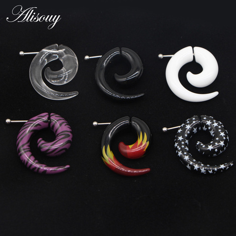 Pair Acrylic Fake Cheater Spiral Ear Taper Stretcher Expanders