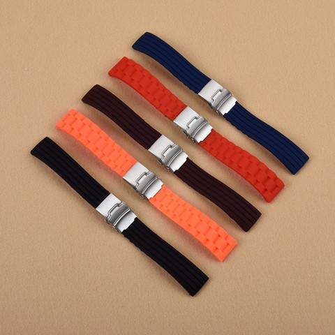 5 colors 18mm 20mm 22mm 24mm Universal Link Bracelet Rubber Silicone Watchband Wrist Strap Soft Waterproof For Men Women Watches ► Photo 1/1