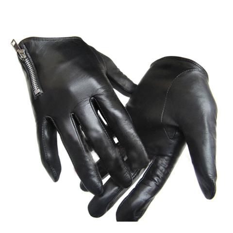 men's leather gloves fashion classic short side zipper fit tight style real Italy Unisex  women touch screen gloves ► Photo 1/6