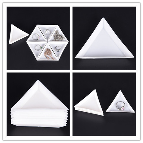 10Pcs White Containers For Beads Display  PP Triangle Plate For Jewelry Beads Organizer Plastic Tray Packaging New ► Photo 1/6