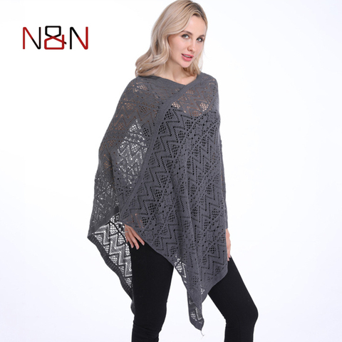 Fashion Sexy Bikini Poncho Thin Sweater Women Solid Hollow Out Cardigan Plus Size Pullovers Sweaters Cover Up ► Photo 1/6