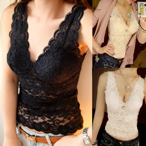 Lace Crop Top See Through Top With Straps Summer Sleeveless Vest